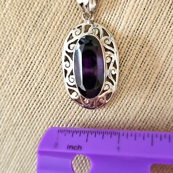 Sterling Silver Amethyst Large Pendant Gorgeous! - Picture 5 of 6